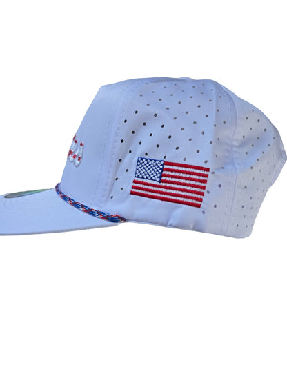 USA Titties Golf Snapback White with White Laser American Flag - One Size fits All