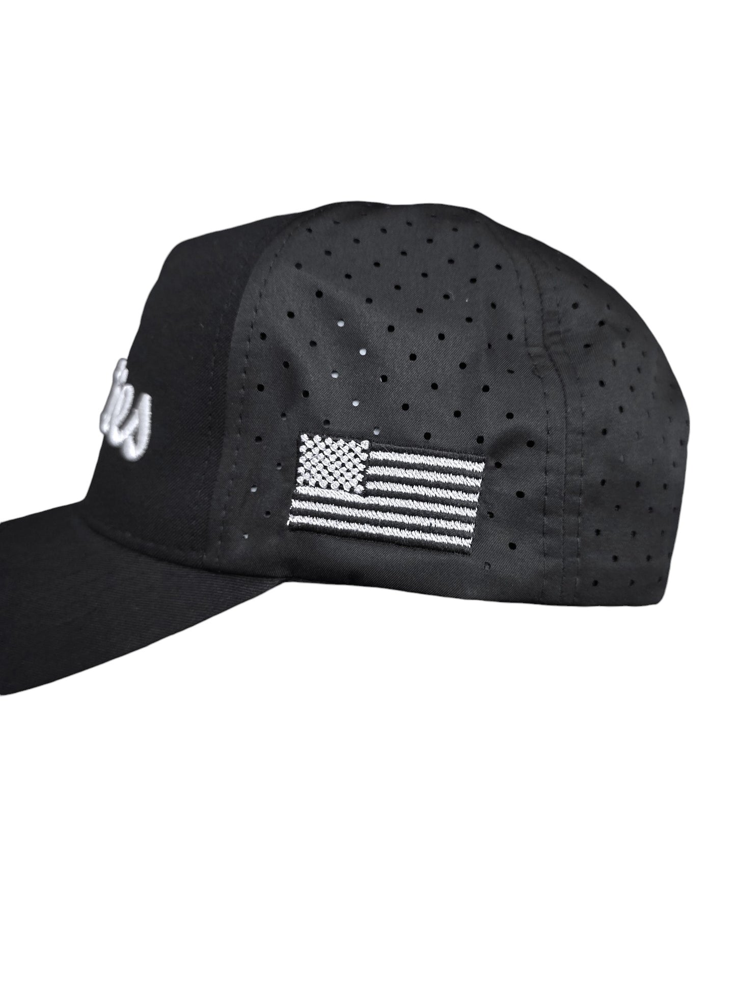 USA Titties Golf Snapback Black Cotton with Black Laser Black American Flag - One Size fits All