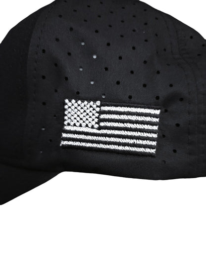 USA Titties Golf Snapback Black Cotton with Black Laser Black American Flag - One Size fits All