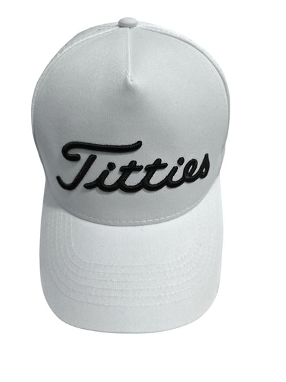 USA Titties Golf Snapback White Cotton with White Laser Black American Flag - One Size fits All