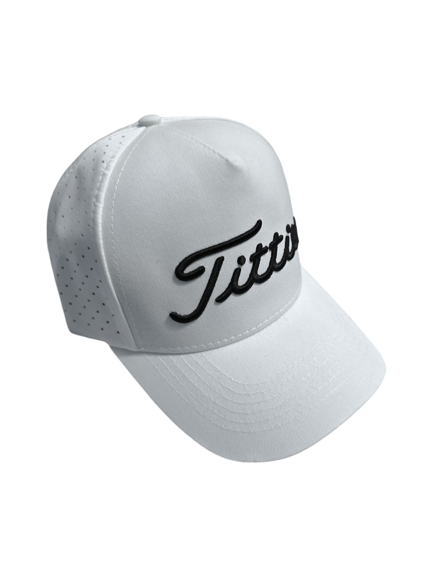 USA Titties Golf Snapback White Cotton with White Laser Black American Flag - One Size fits All