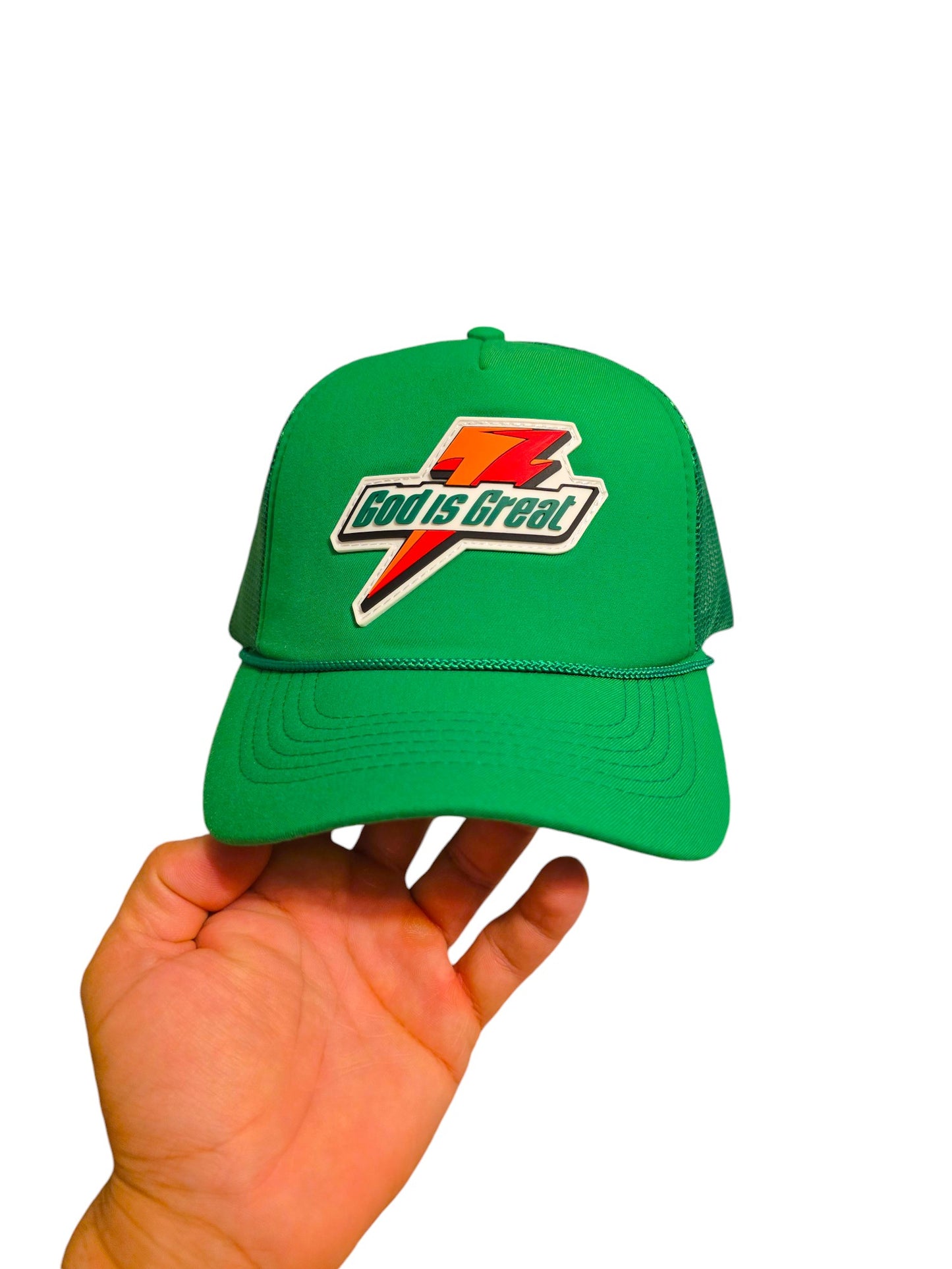 God is Great Foam hat one Size fits All Snapback Adjustable Baseball Cap for Men Women Kelly Green