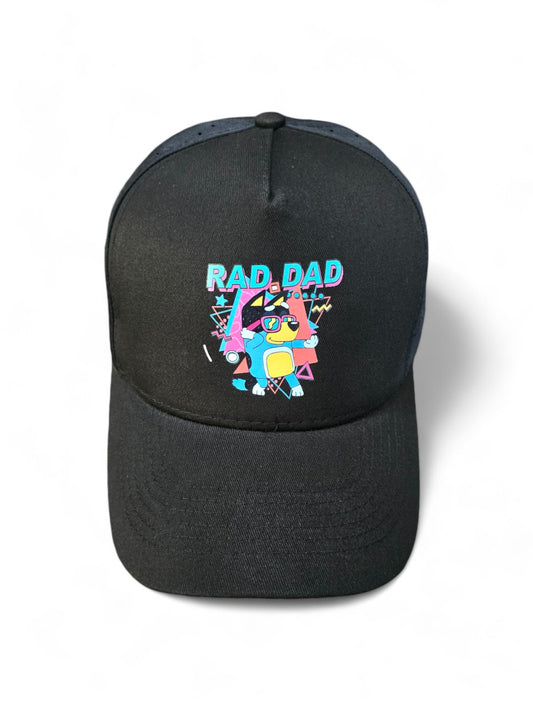 Blue Dog Hat Rad Dad, Rad Mom Rad Like Dad, Rad Like Mom hat one Size fits All Snapback Adjustable Baseball Cap for Men Women