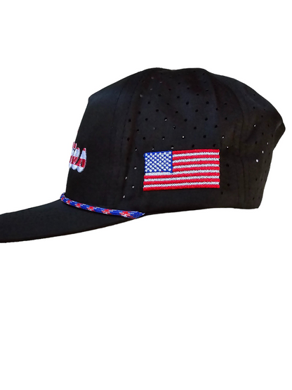 USA Titties Golf Snapback Black with Black Laser American Flag - One Size fits All